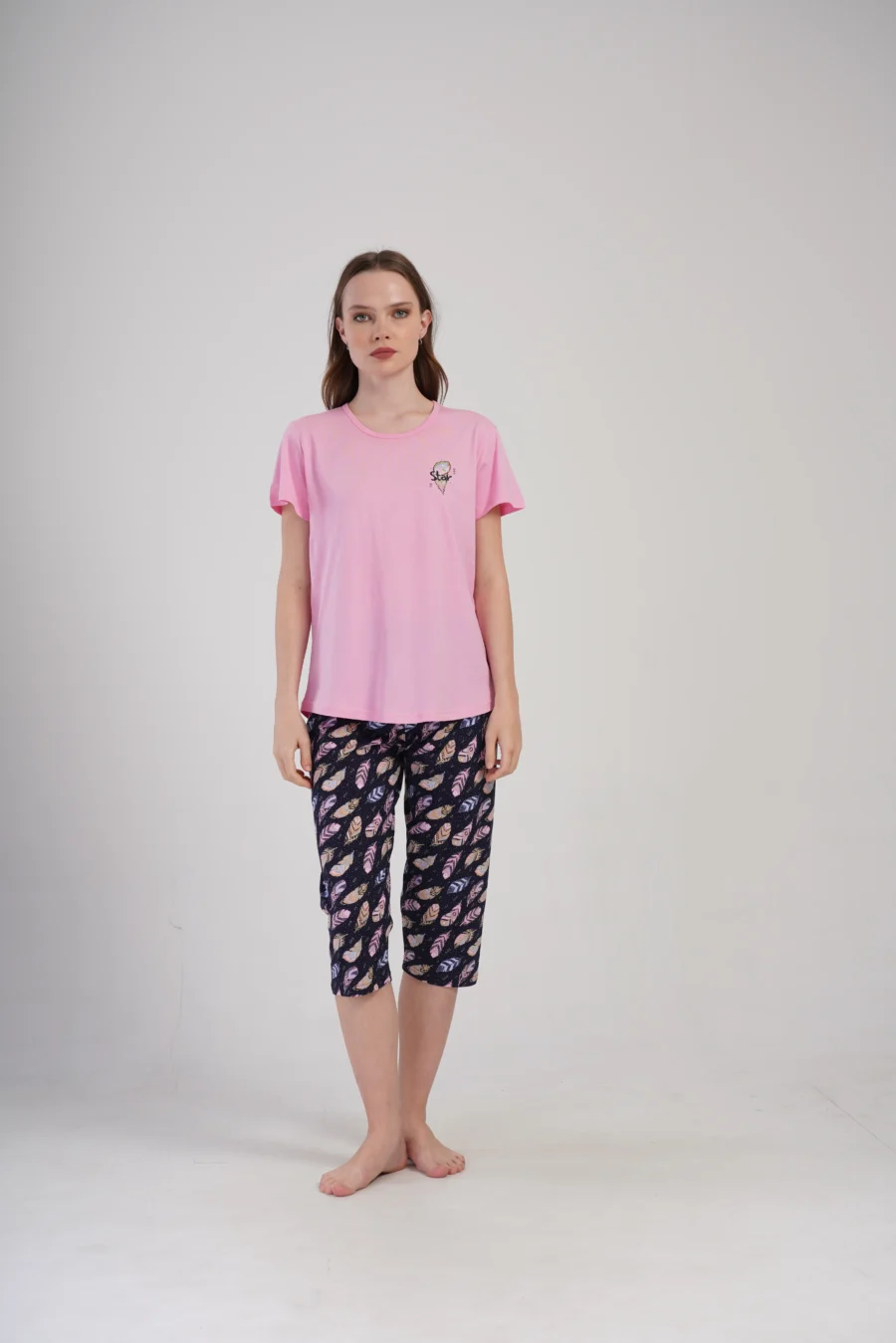 Piżama Damska Vienetta Feather Comfort, Różowy, r. M-XXL - obrazek 4