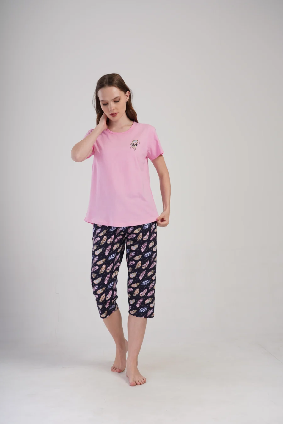 Piżama Damska Vienetta Feather Comfort, Różowy, r. M-XXL