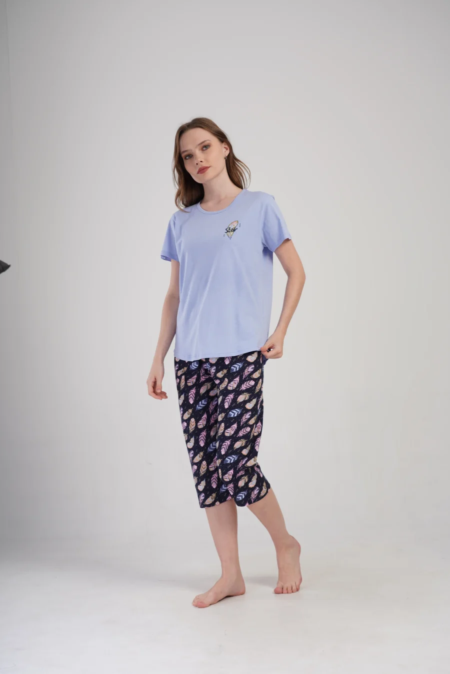 Piżama Damska Vienetta Feather Comfort, Fioletowy, r. M-XXL - obrazek 3