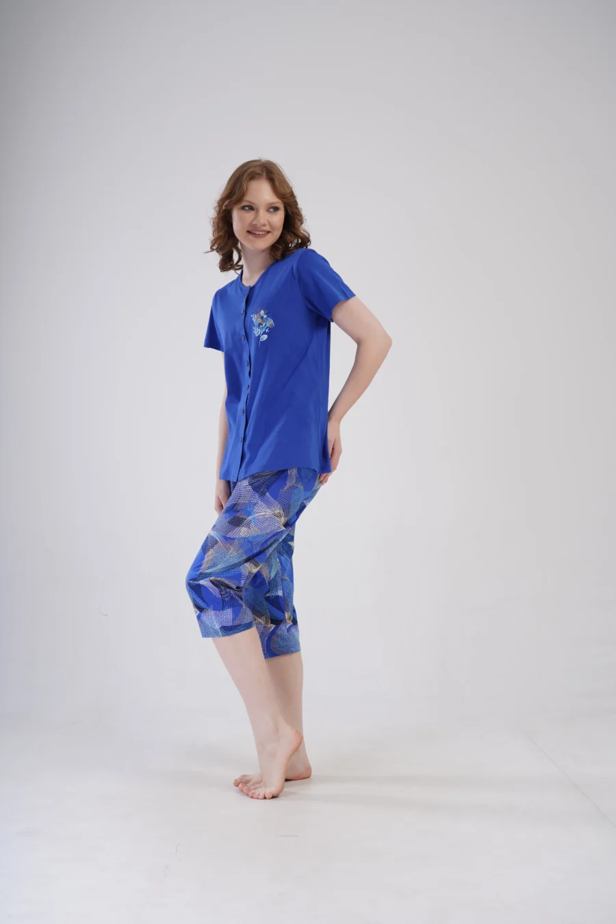 Piżama Damska Vienetta Cozy Flowers, Granatowy, r. 1XL-4XL - obrazek 2