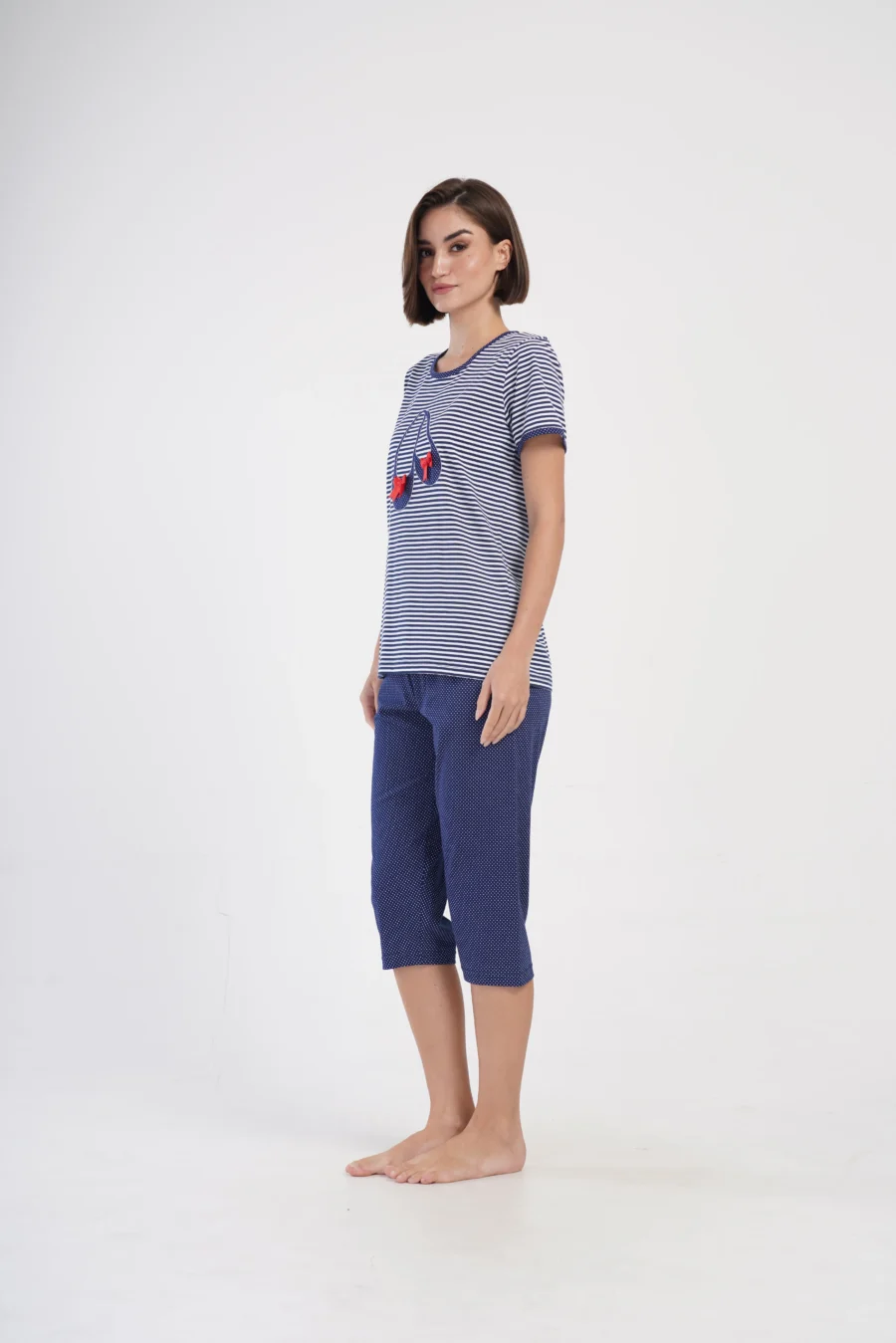 Piżama Damska Vienetta Navy Stripes, Granatowy, r. L-XXL - obrazek 3