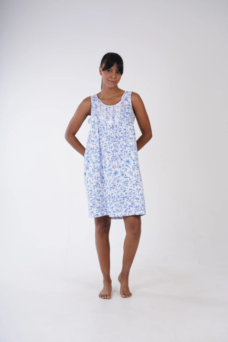 Koszula Nocna Vienetta Blue Garden, Biały, r. M-XXL - obrazek 2