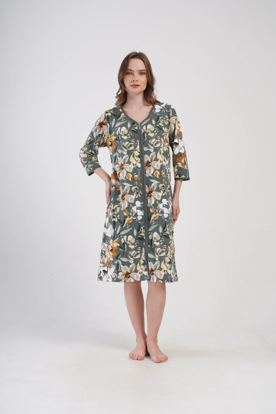 Szlafrok damski Vienetta Floral Comfort, Zielony, r. 1XL-4XL - obrazek 3