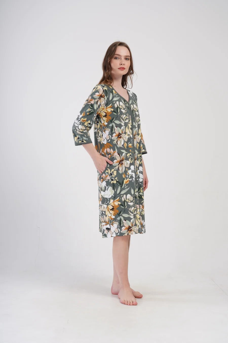Szlafrok damski Vienetta Floral Comfort, Zielony, r. 1XL-4XL - obrazek 4