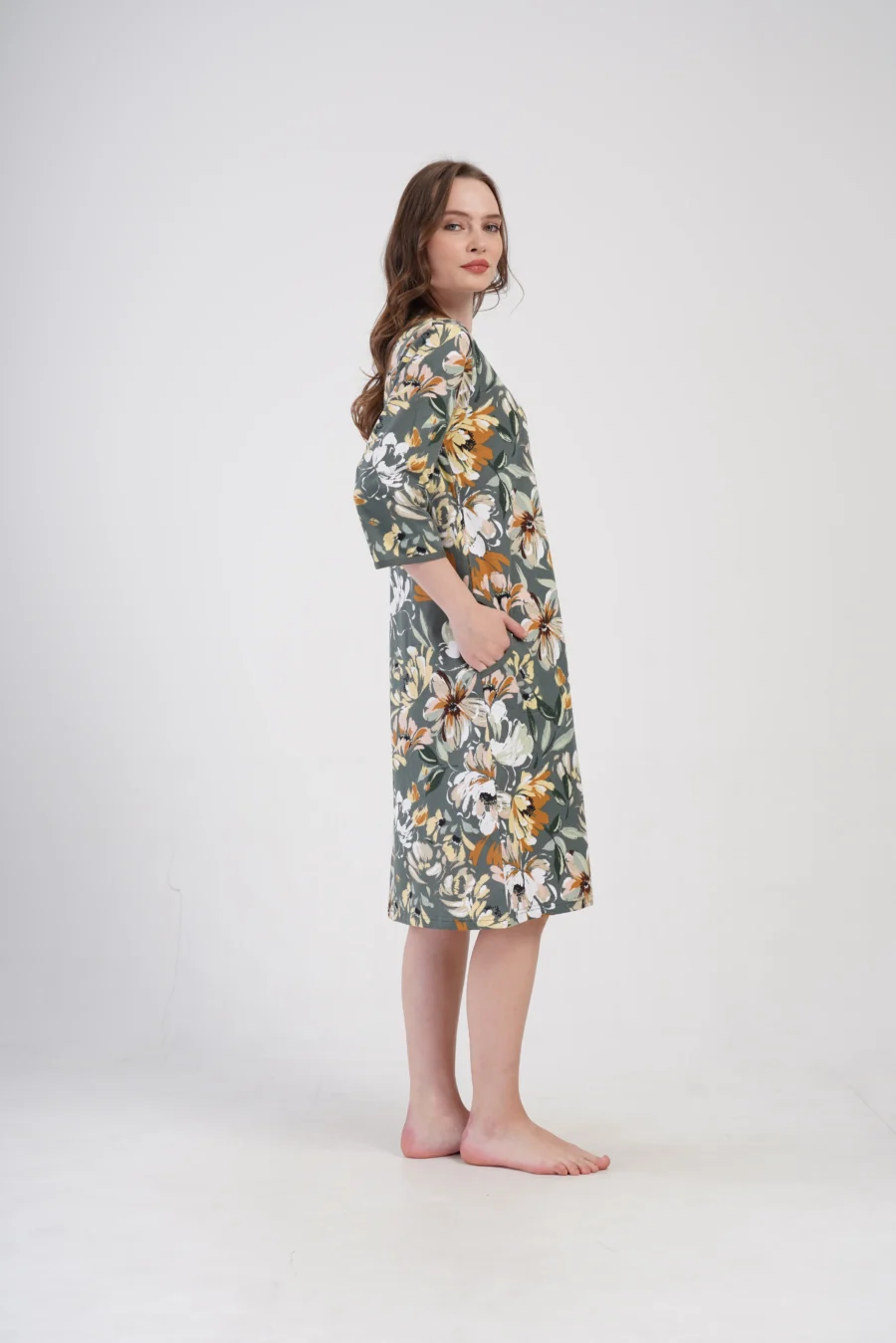 Szlafrok damski Vienetta Floral Comfort, Zielony, r. 1XL-4XL - obrazek 5