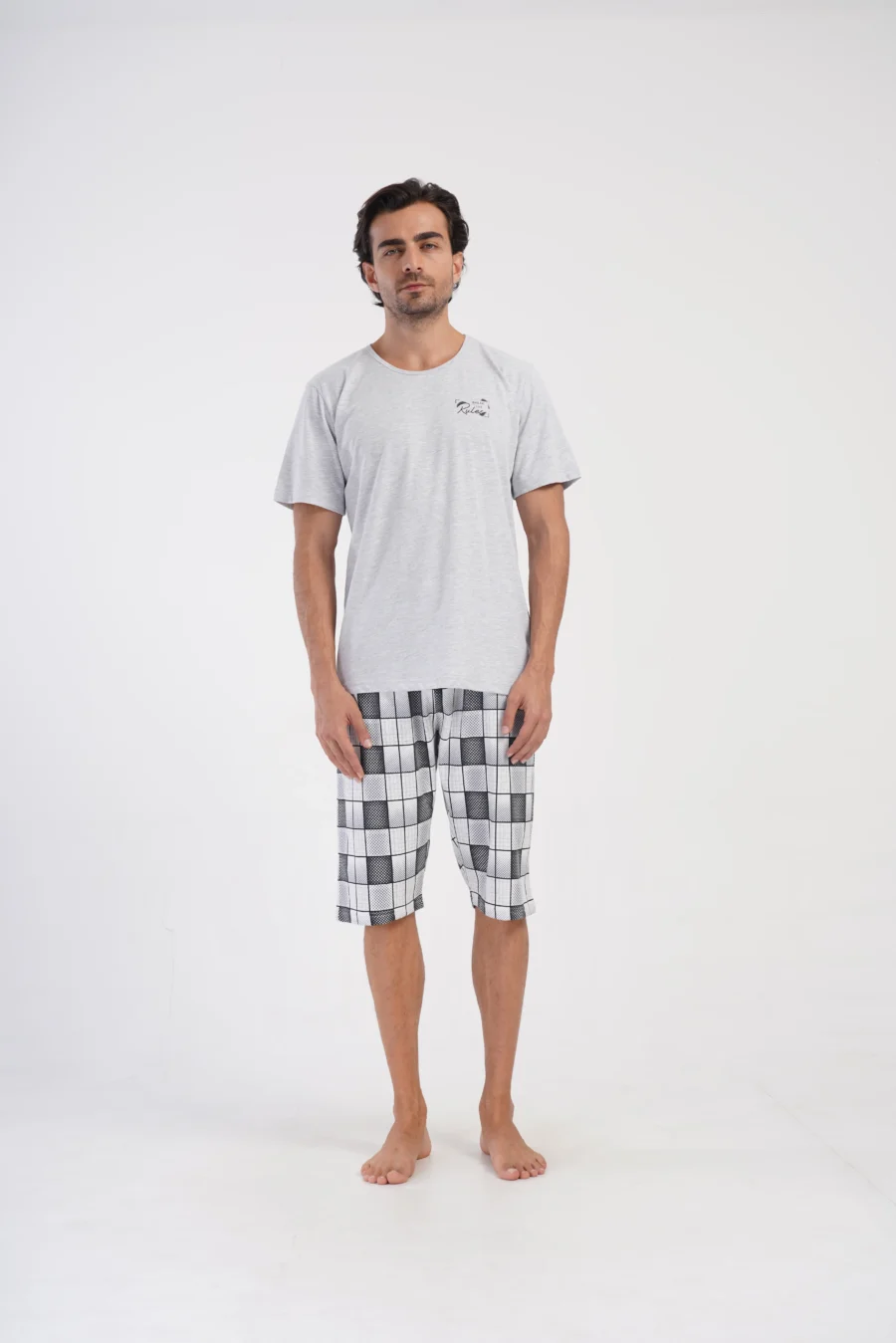 Piżama Męska Vienetta Grid Comfort, Szary, r. L-XXL - obrazek 2
