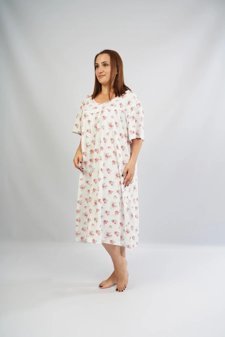 Koszula Nocna Damska Vienetta, Floral Nightgown, Różowy, r. 5XL - 7XL - obrazek 4