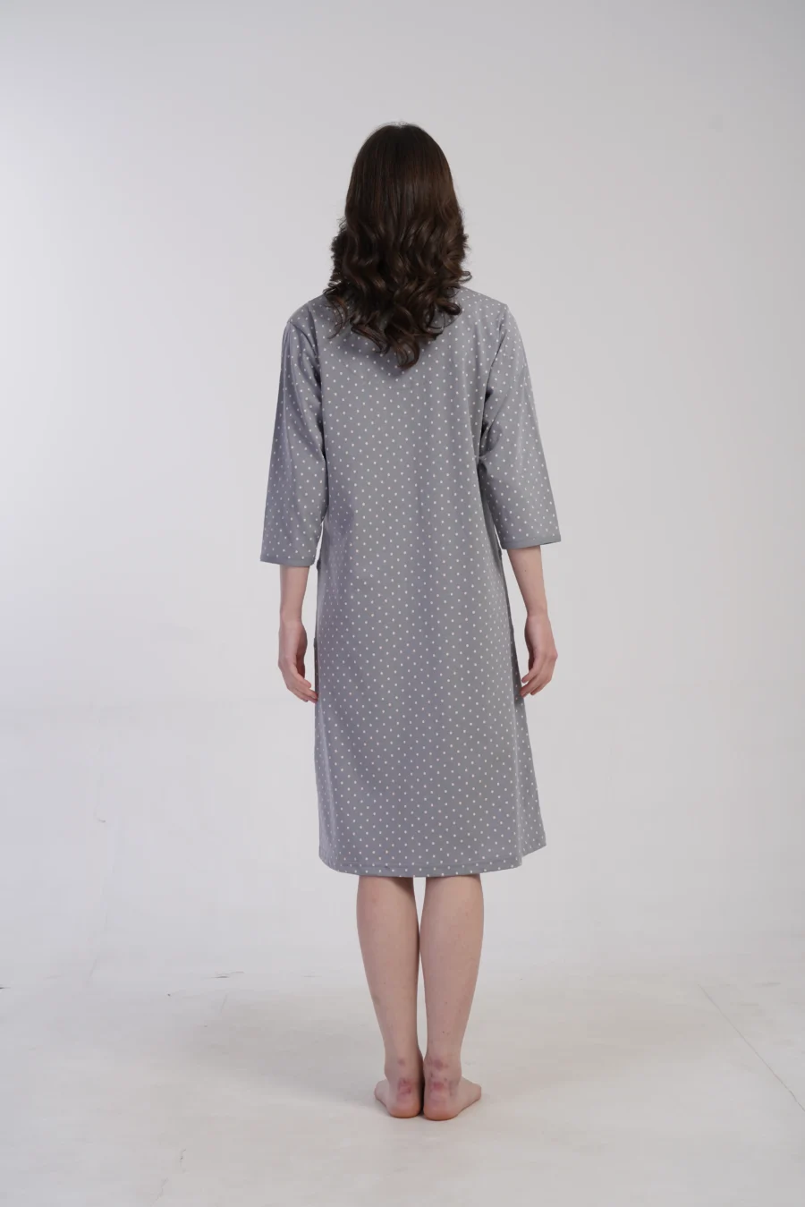 Szlafrok damski Vienetta Cozy Dots, Szary, r. 1XL-4XL - obrazek 5