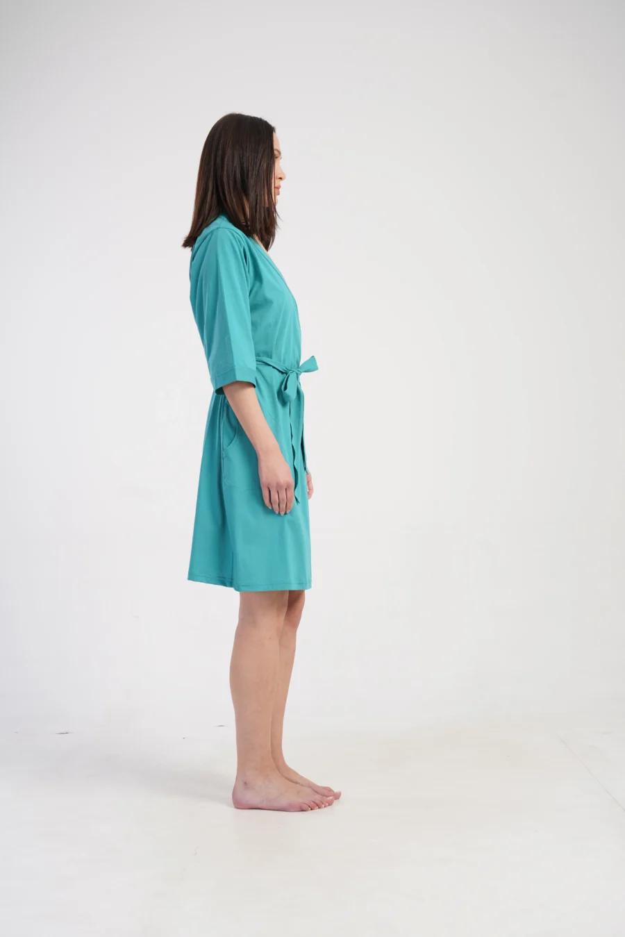 Szlafrok damski Vienetta Cotton Robe, Turkusowy, r. 1XL - 3XL - obrazek 6