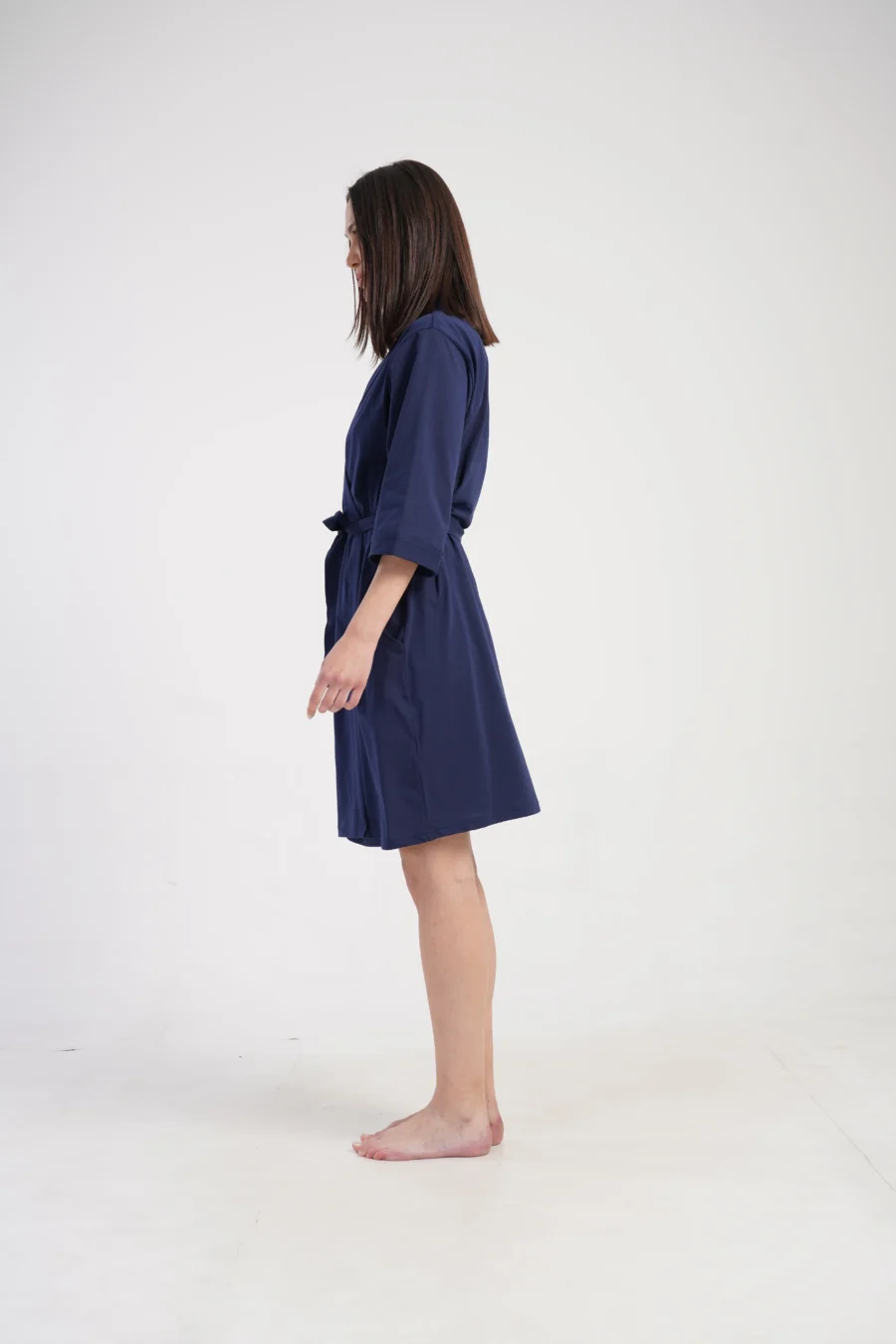 Szlafrok damski Vienetta Navy Cotton, Granatowy, r. 1XL - 3XL - obrazek 5