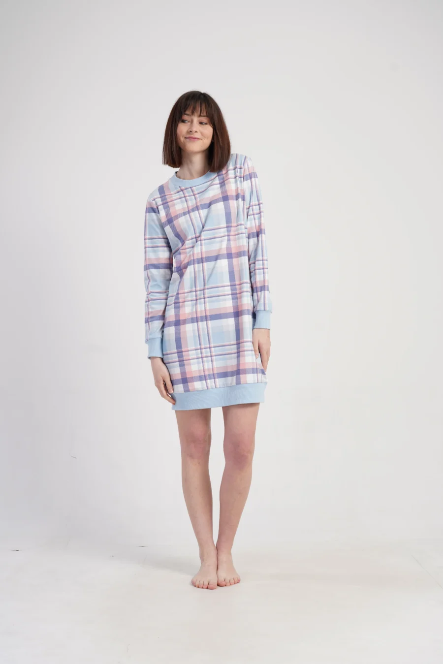 Koszula Nocna Damska bajowa Vienetta, Warm Nighty, Niebieski, r. S - XXL - obrazek 2