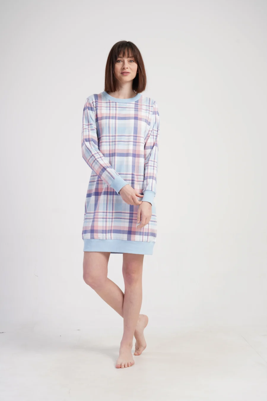 Koszula Nocna Damska bajowa Vienetta, Warm Nighty, Niebieski, r. S - XXL - obrazek 4