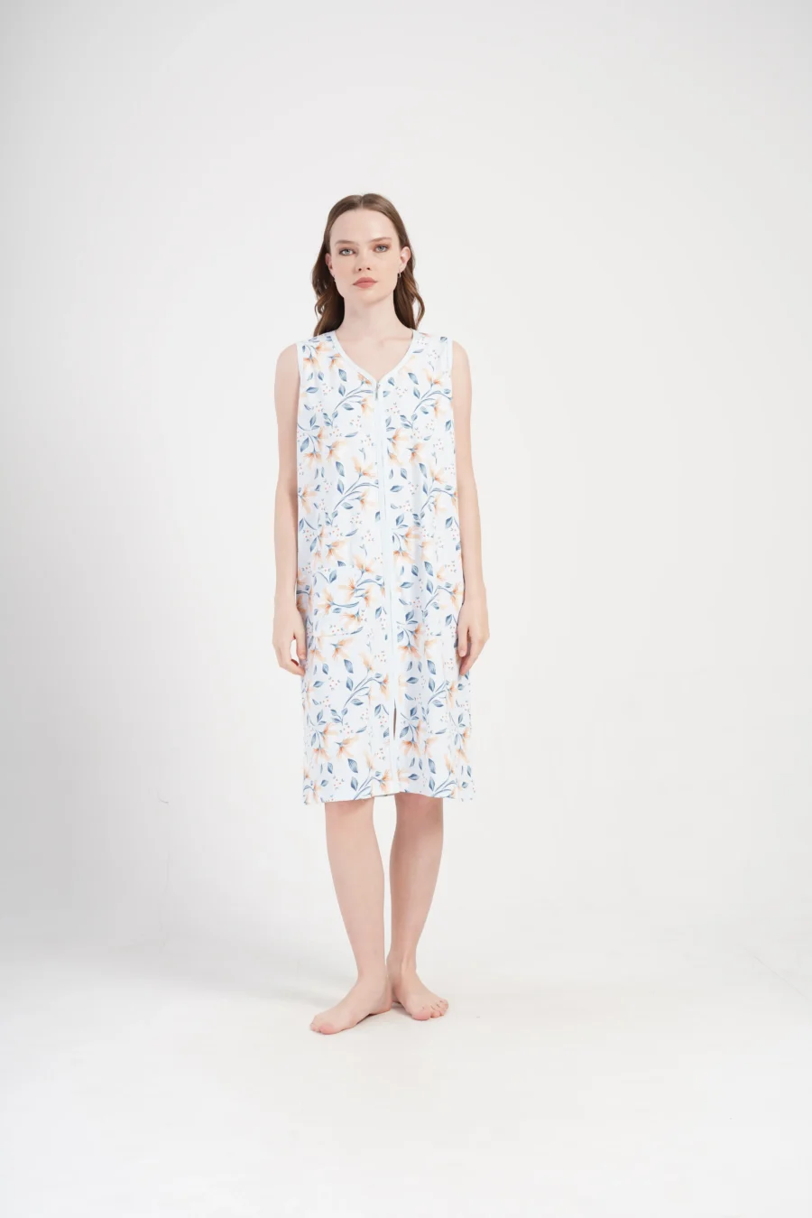 Szlafrok damski Vienetta Floral Comfort, Niebieski, r. M-XXL