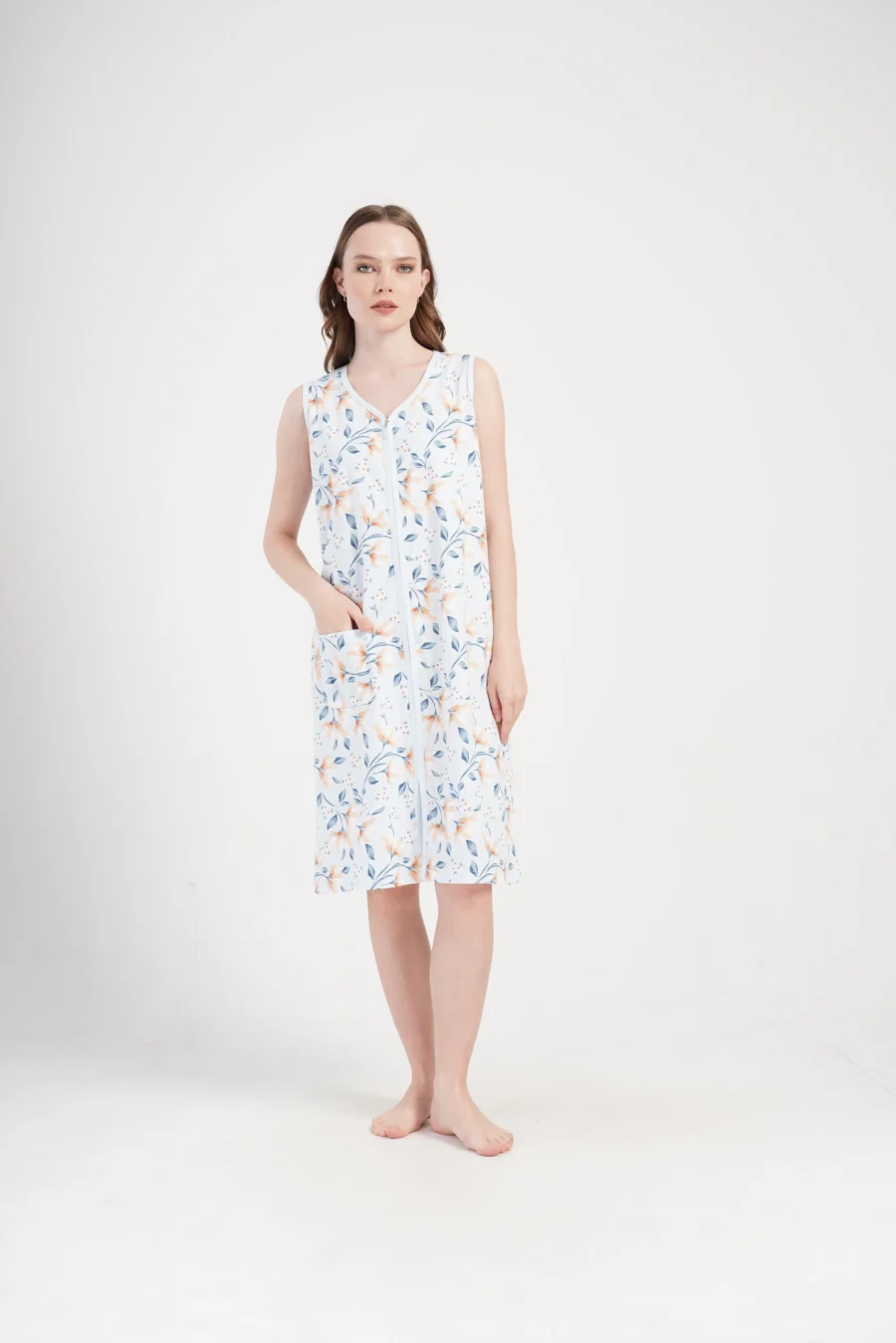 Szlafrok damski Vienetta Floral Comfort, Niebieski, r. M-XXL - obrazek 2
