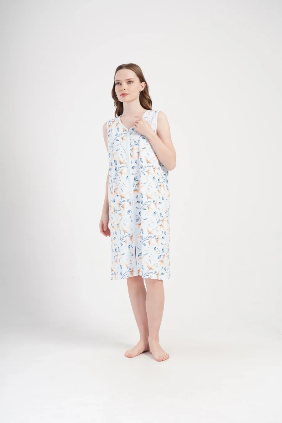 Szlafrok damski Vienetta Floral Comfort, Niebieski, r. M-XXL - obrazek 3