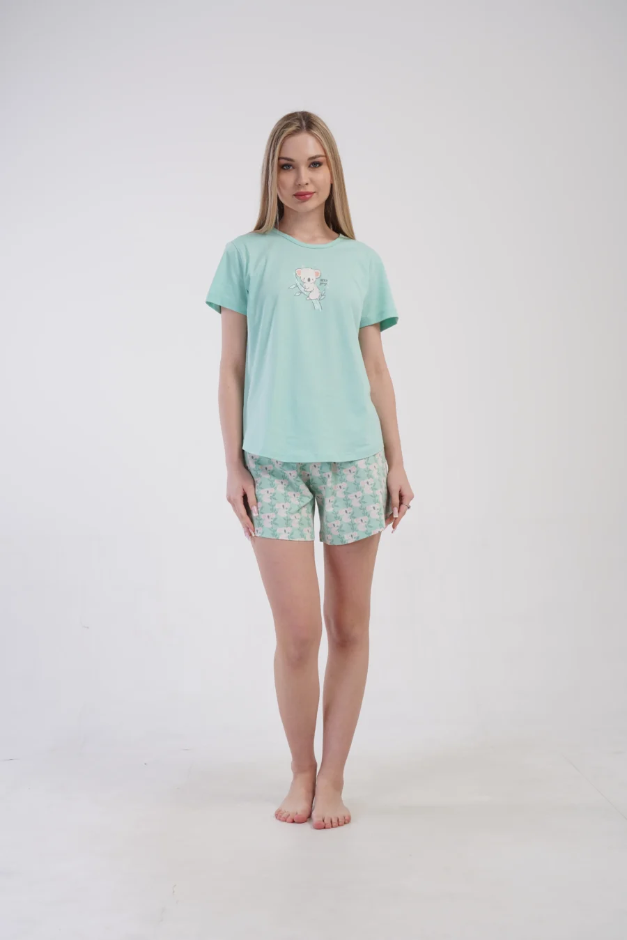 Piżama Damska Vienetta Bear Comfort, Zielony, S -XL