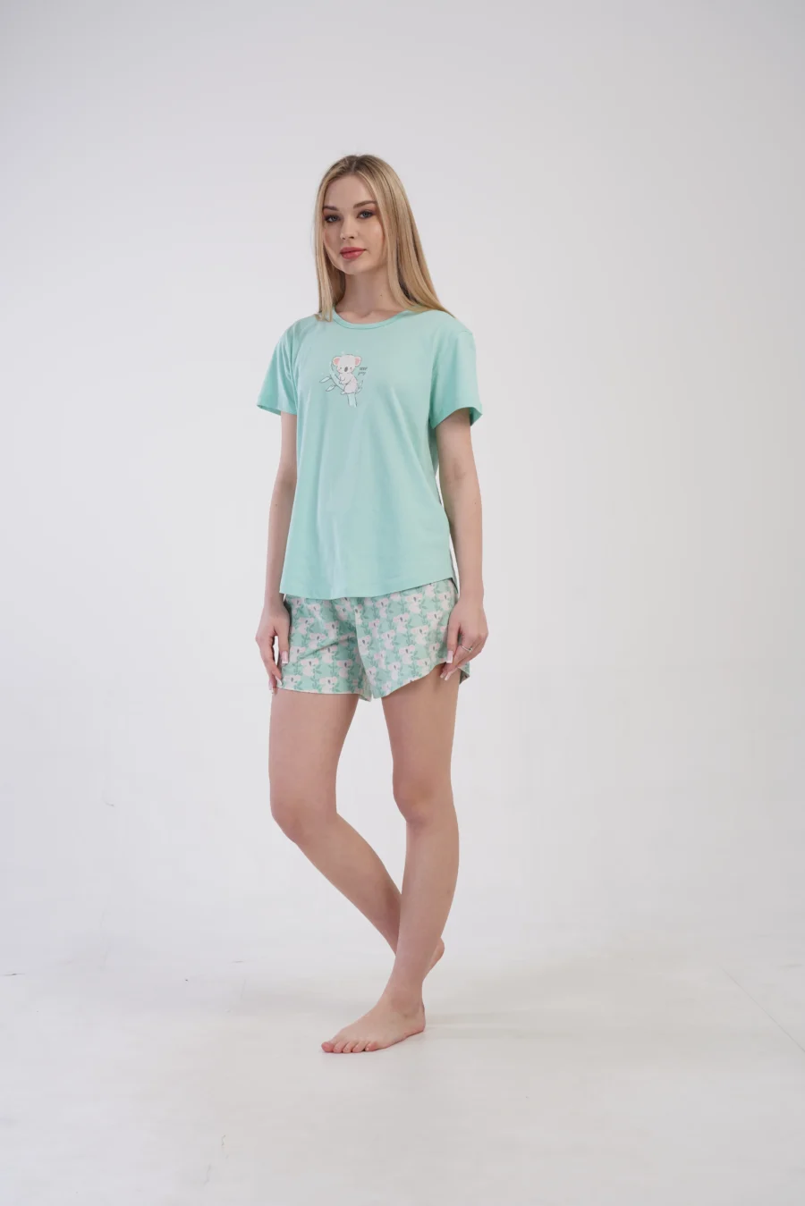 Piżama Damska Vienetta Bear Comfort, Zielony, S -XL - obrazek 3