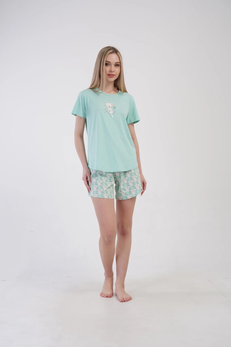 Piżama Damska Vienetta Bear Comfort, Zielony, S -XL - obrazek 4