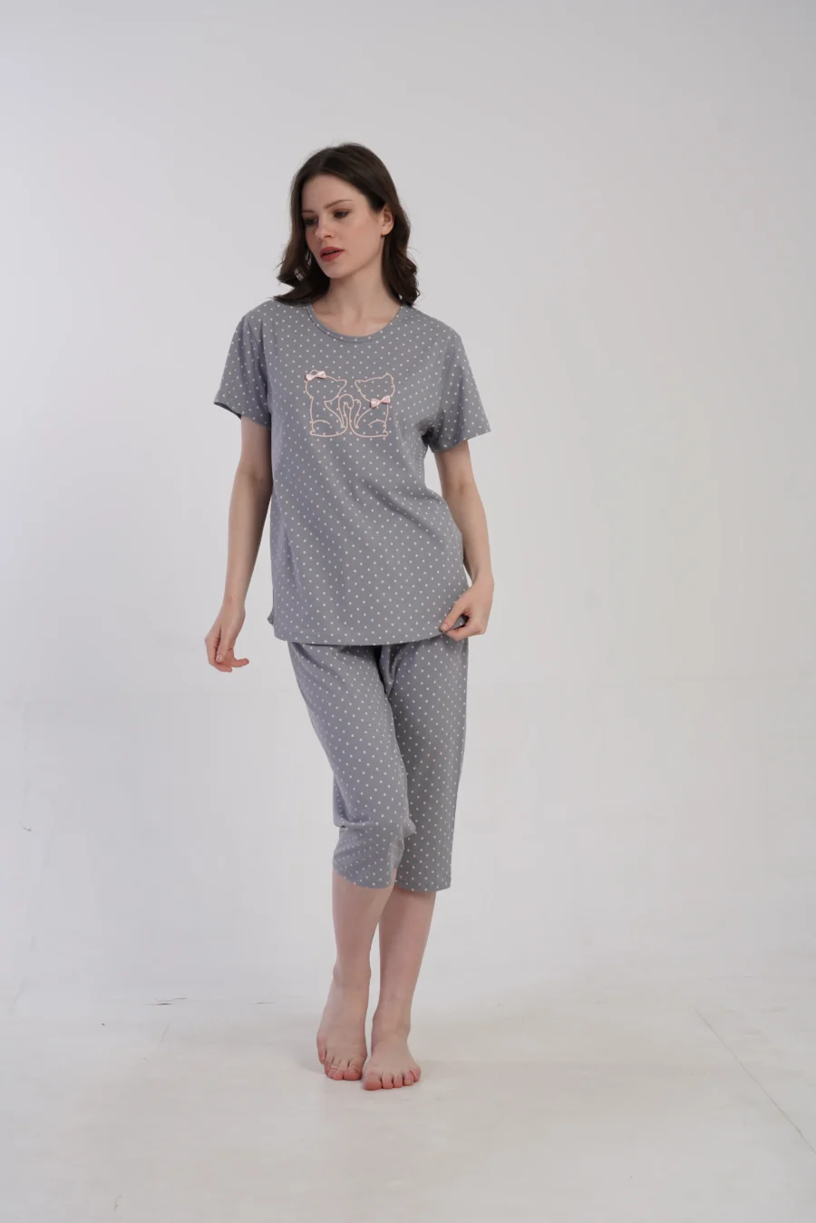 Piżama Damska Vienetta Cats Dreams, Szary, r. 1XL-4XL - obrazek 2