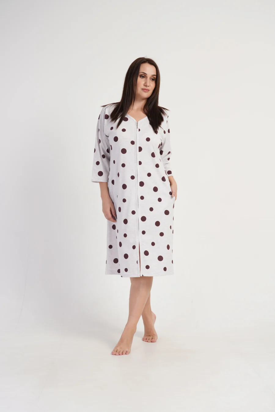 Szlafrok damski Vienetta Zip Robe, Szary, r. 1XL-4XL - obrazek 2
