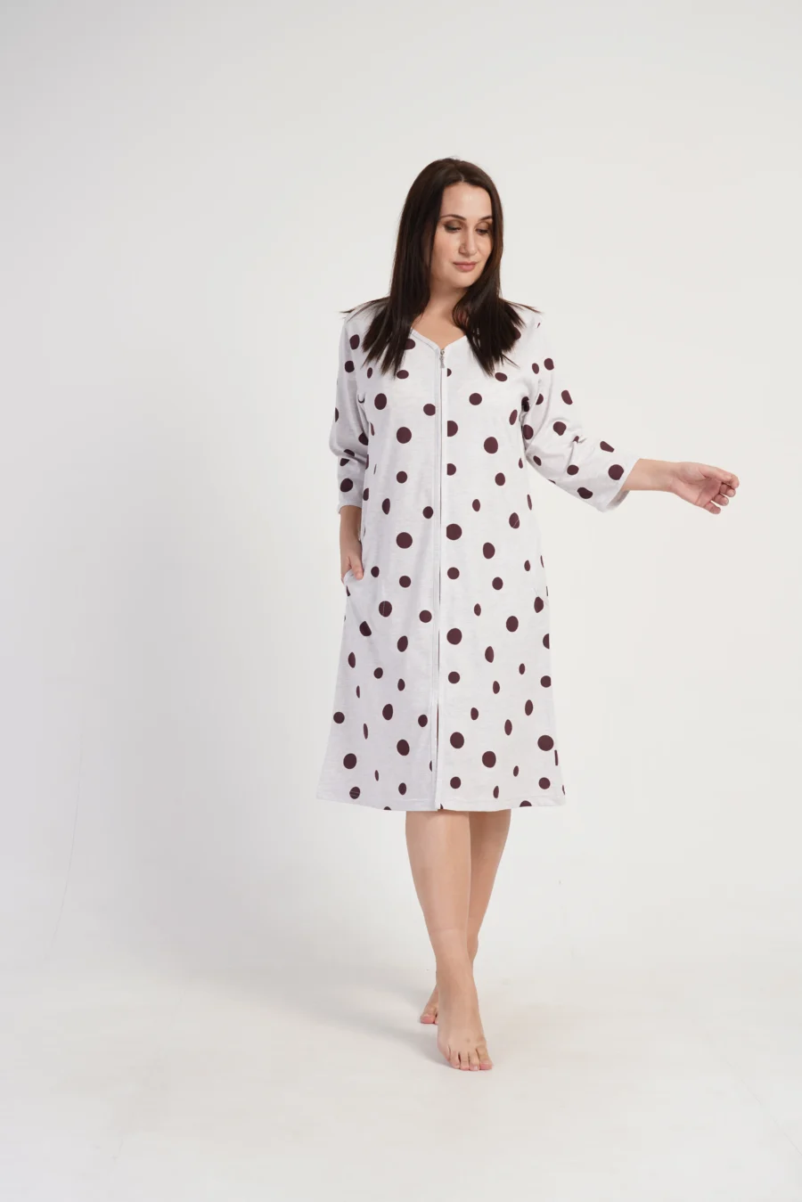 Szlafrok damski Vienetta Zip Robe, Szary, r. 1XL-4XL - obrazek 3