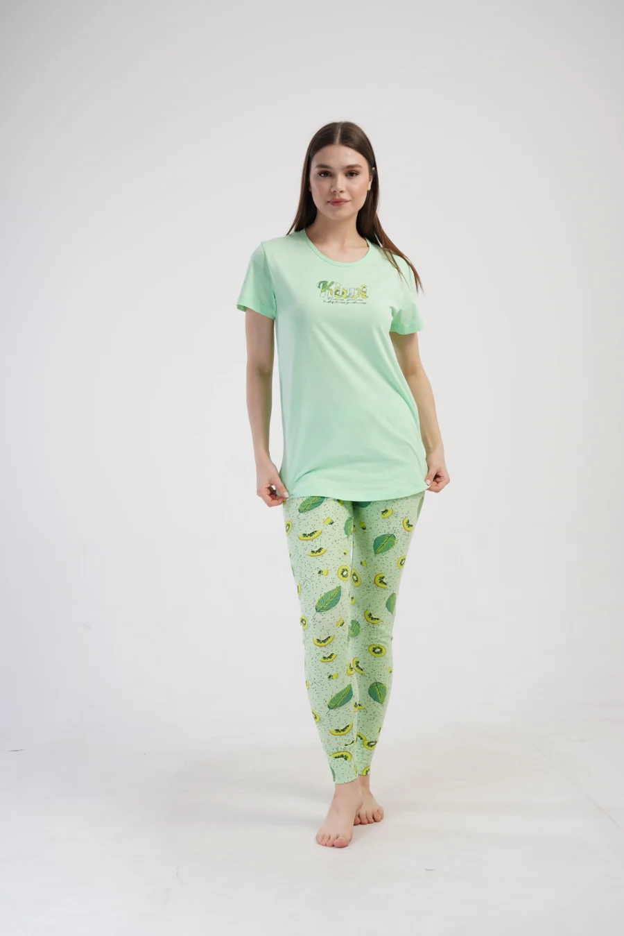 Piżama Damska Vienetta Kiwi Dreams, Zielony, r. S-XL - obrazek 4