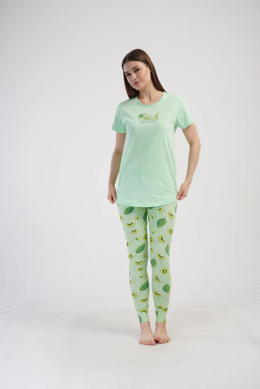 Piżama Damska Vienetta Kiwi Dreams, Zielony, r. S-XL - obrazek 6