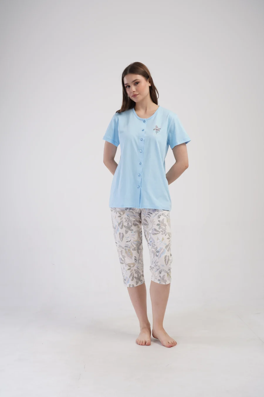 Piżama Damska Vienetta Botanic Comfort, Niebieski, r. 1XL-4XL