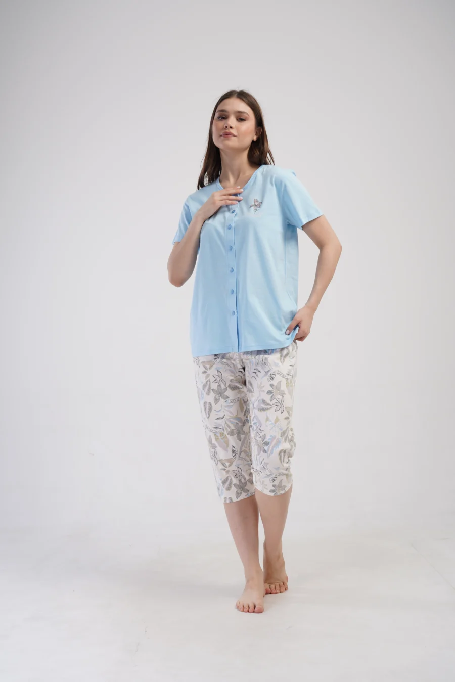 Piżama Damska Vienetta Botanic Comfort, Niebieski, r. 1XL-4XL - obrazek 2