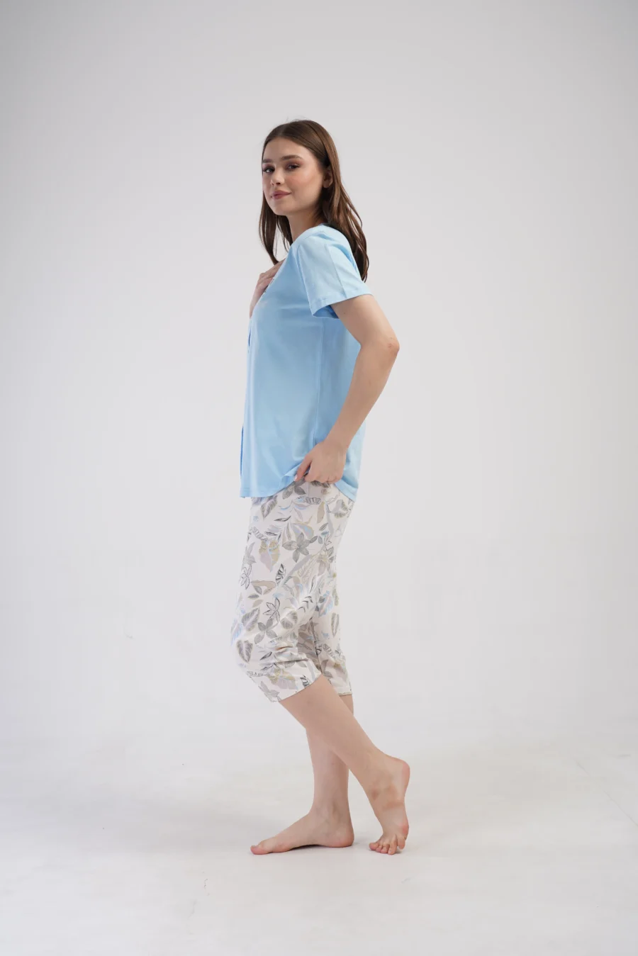 Piżama Damska Vienetta Botanic Comfort, Niebieski, r. 1XL-4XL - obrazek 3