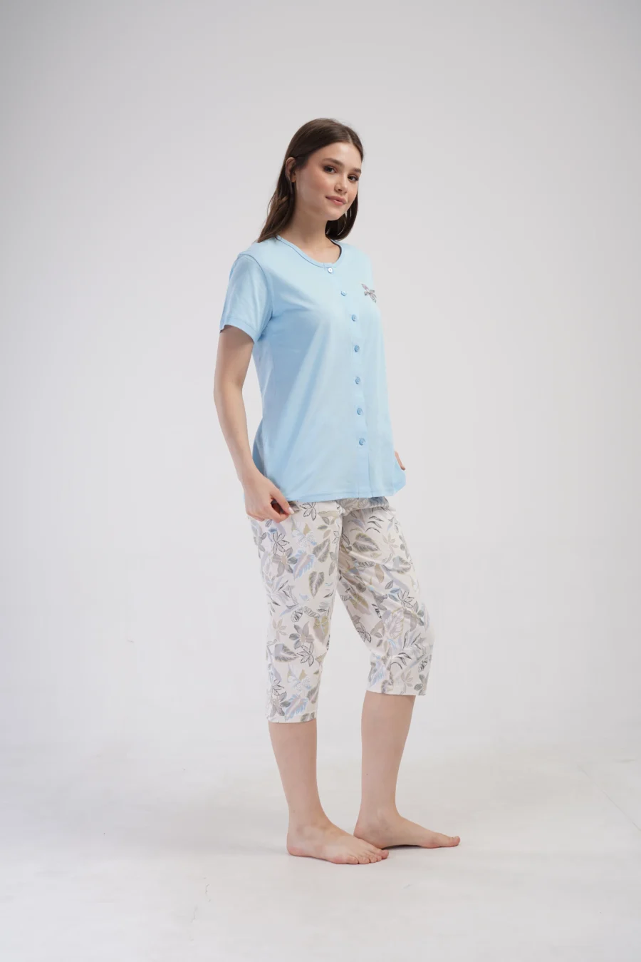 Piżama Damska Vienetta Botanic Comfort, Niebieski, r. 1XL-4XL - obrazek 4
