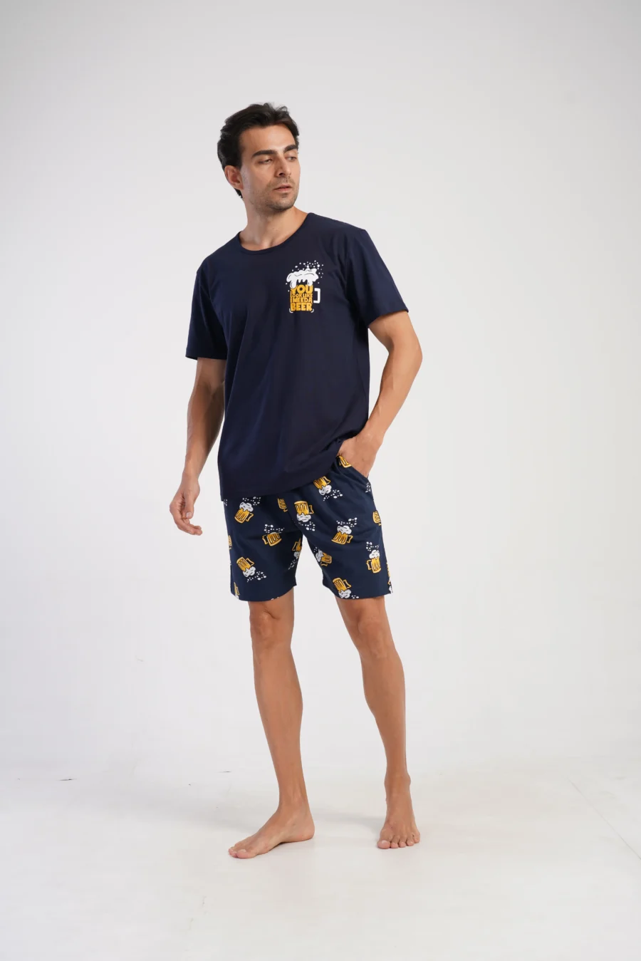 Piżama Męska Vienetta Beer Vibes, Granatowy, r. M-XXL - obrazek 2