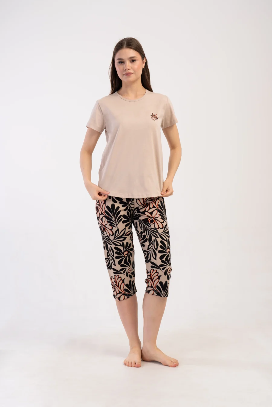 Piżama Damska Vienetta Floral Harmony, Beżowy, r. M-XXL