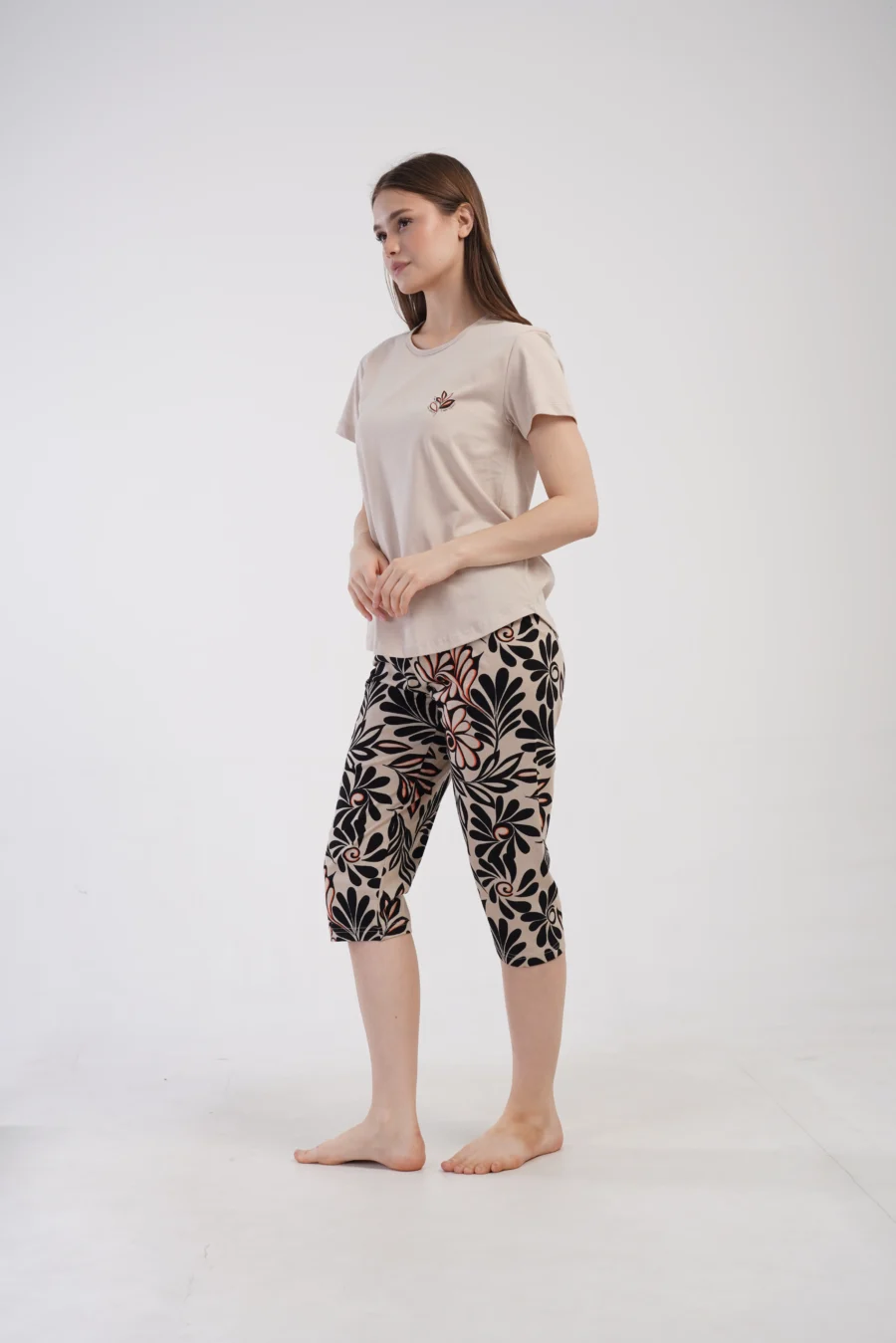 Piżama Damska Vienetta Floral Harmony, Beżowy, r. M-XXL - obrazek 3