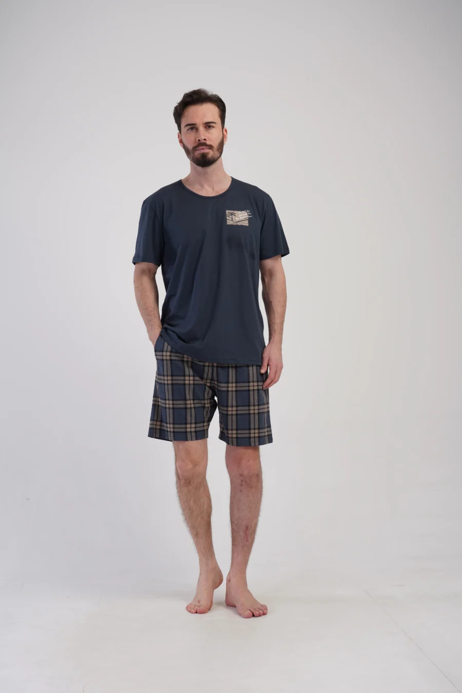 Piżama Męska Vienetta Comfort Plaid, Granatowy, r. 1XL-4XL - obrazek 3