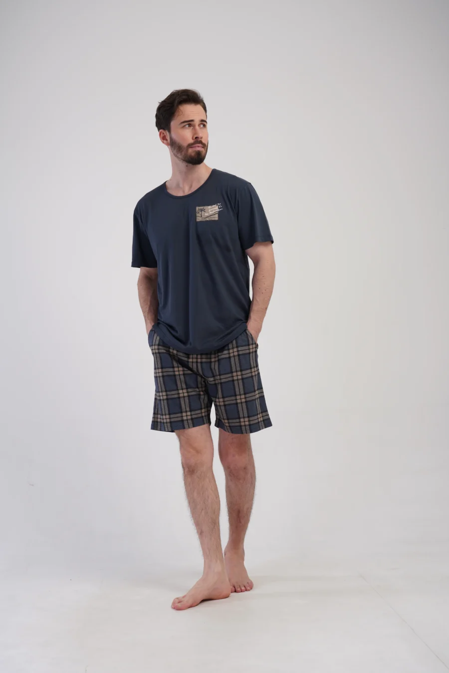 Piżama Męska Vienetta Comfort Plaid, Granatowy, r. 1XL-4XL - obrazek 4