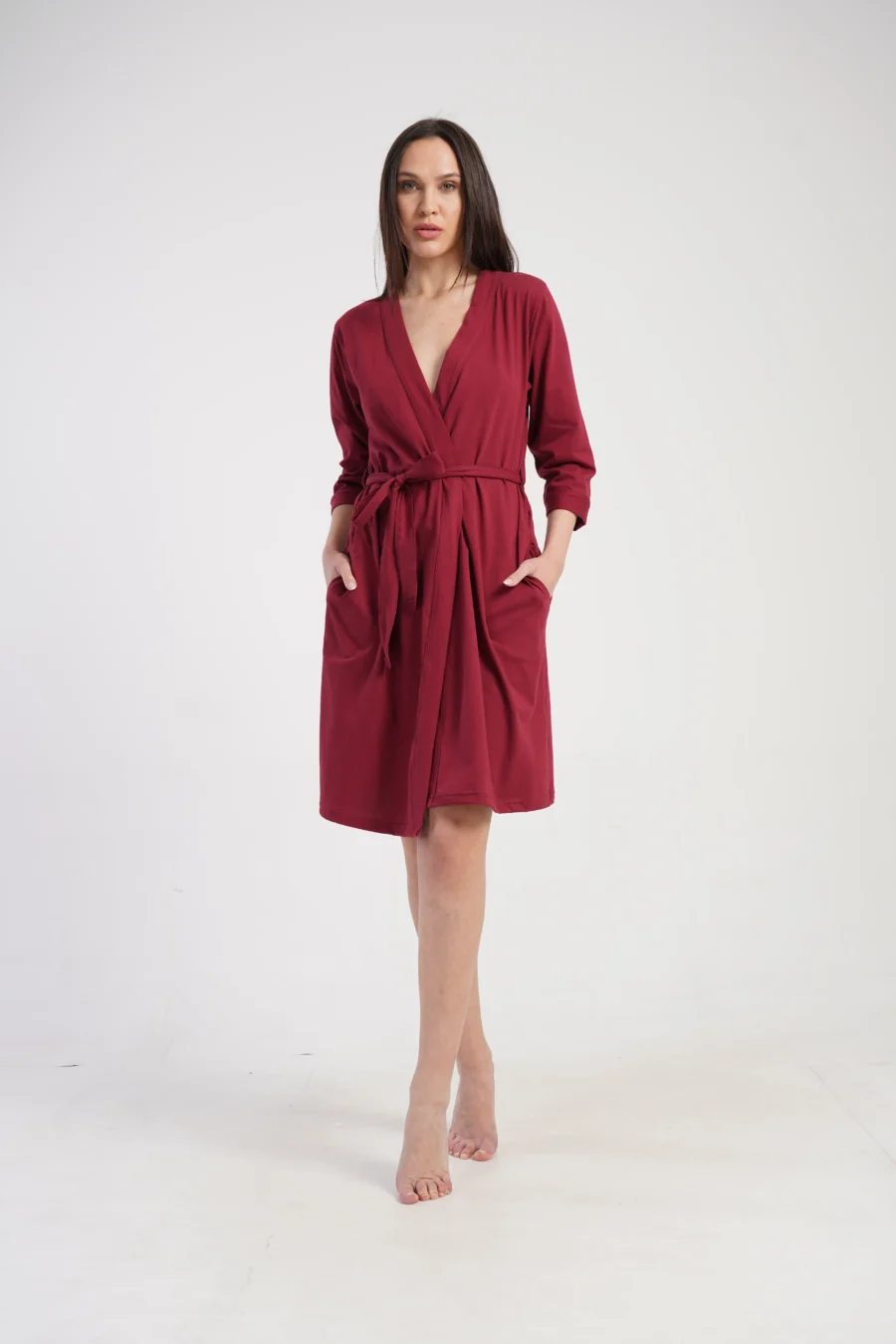 Szlafrok damski Vienetta Red Cotton, Czerwony, r. 1XL - 3XL