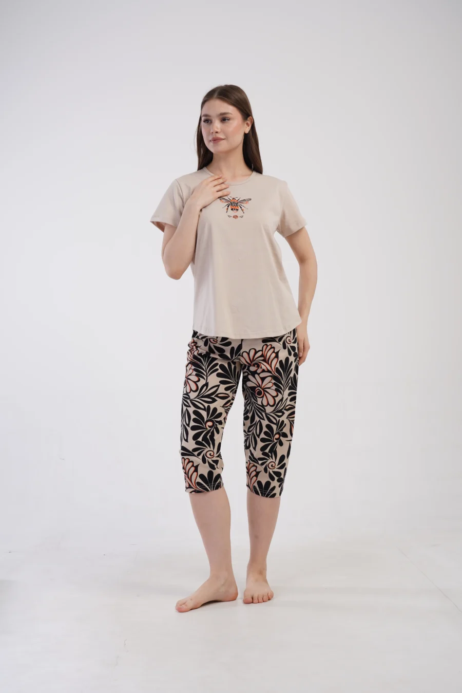 Piżama Damska Vienetta Bee Bloom, Beżowy, r. 1XL-4XL - obrazek 2