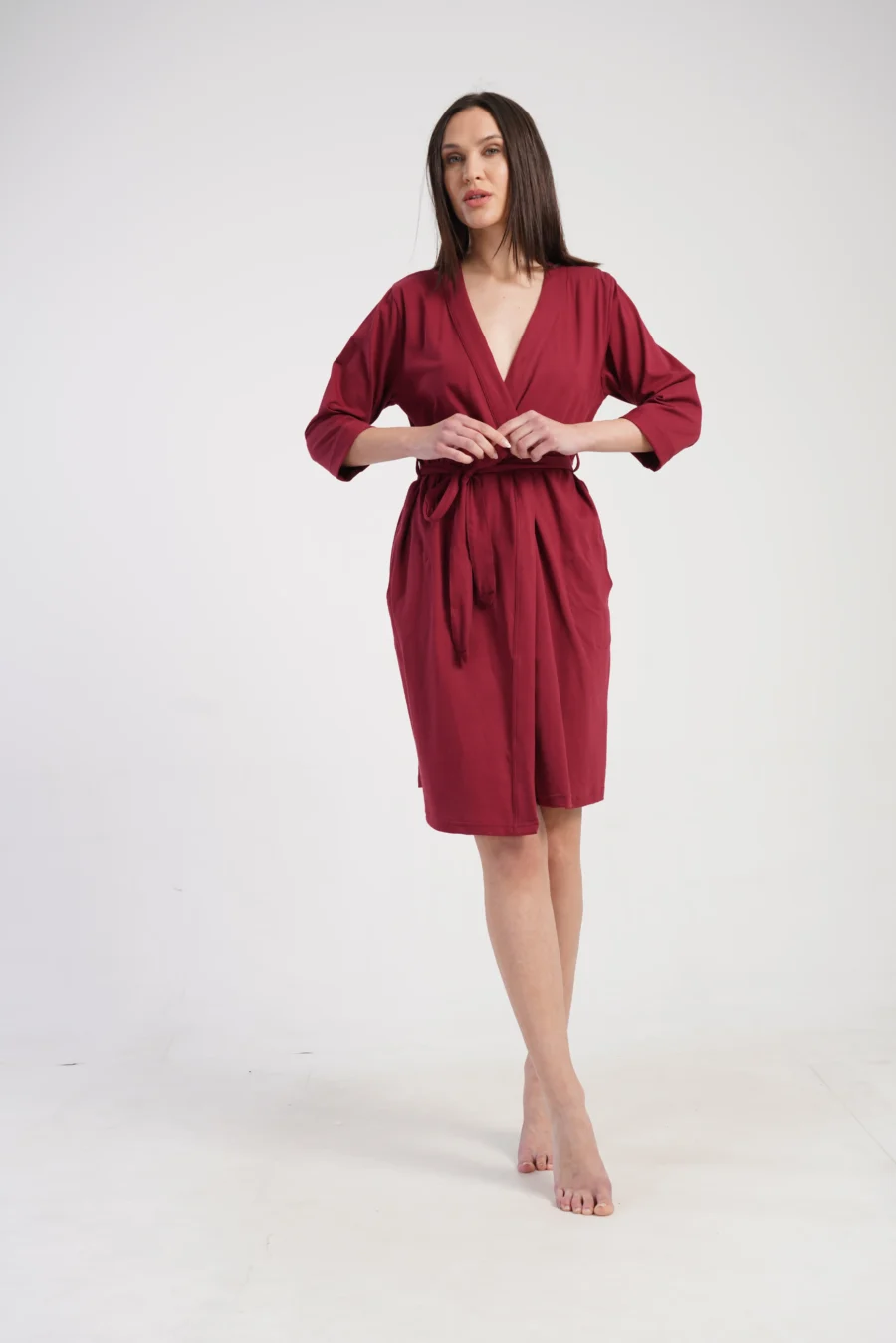 Szlafrok damski Vienetta Red Cotton, Czerwony, r. 1XL - 3XL - obrazek 2