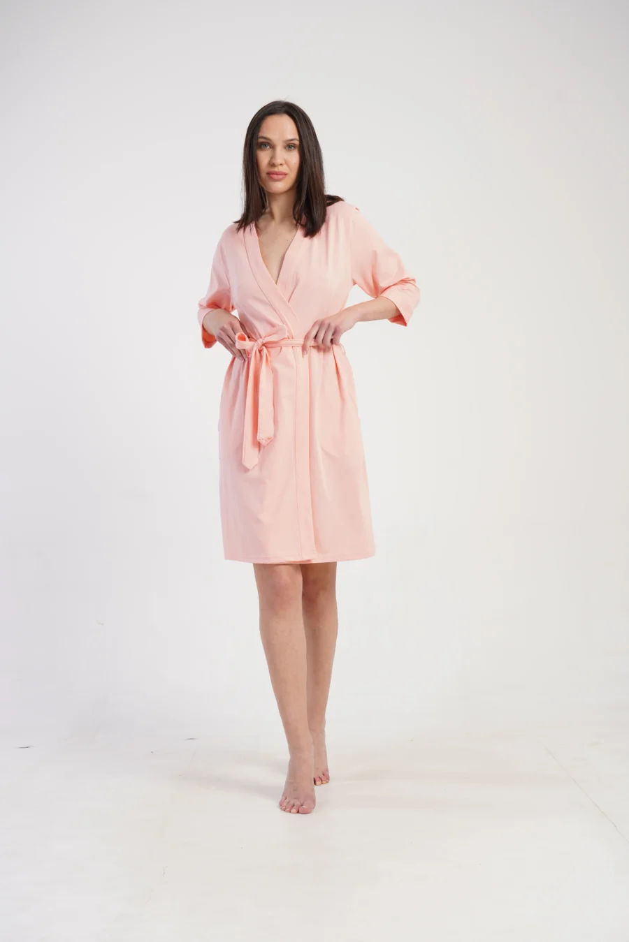 Szlafrok damski Vienetta Cotton Robe, Różowy, r. 1XL - 3XL - obrazek 3
