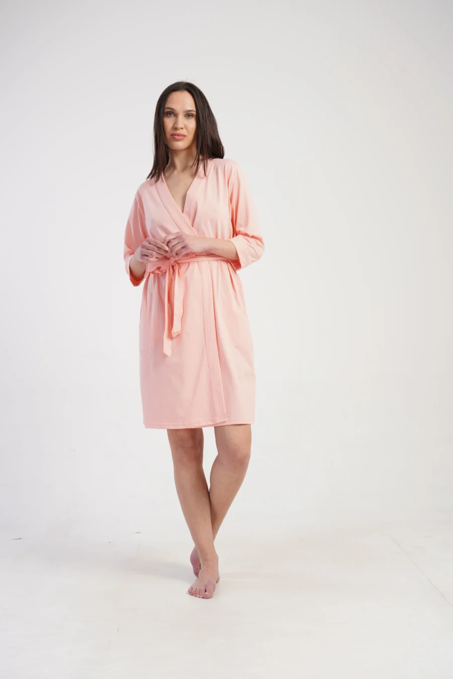 Szlafrok damski Vienetta Cotton Robe, Różowy, r. 1XL - 3XL - obrazek 6