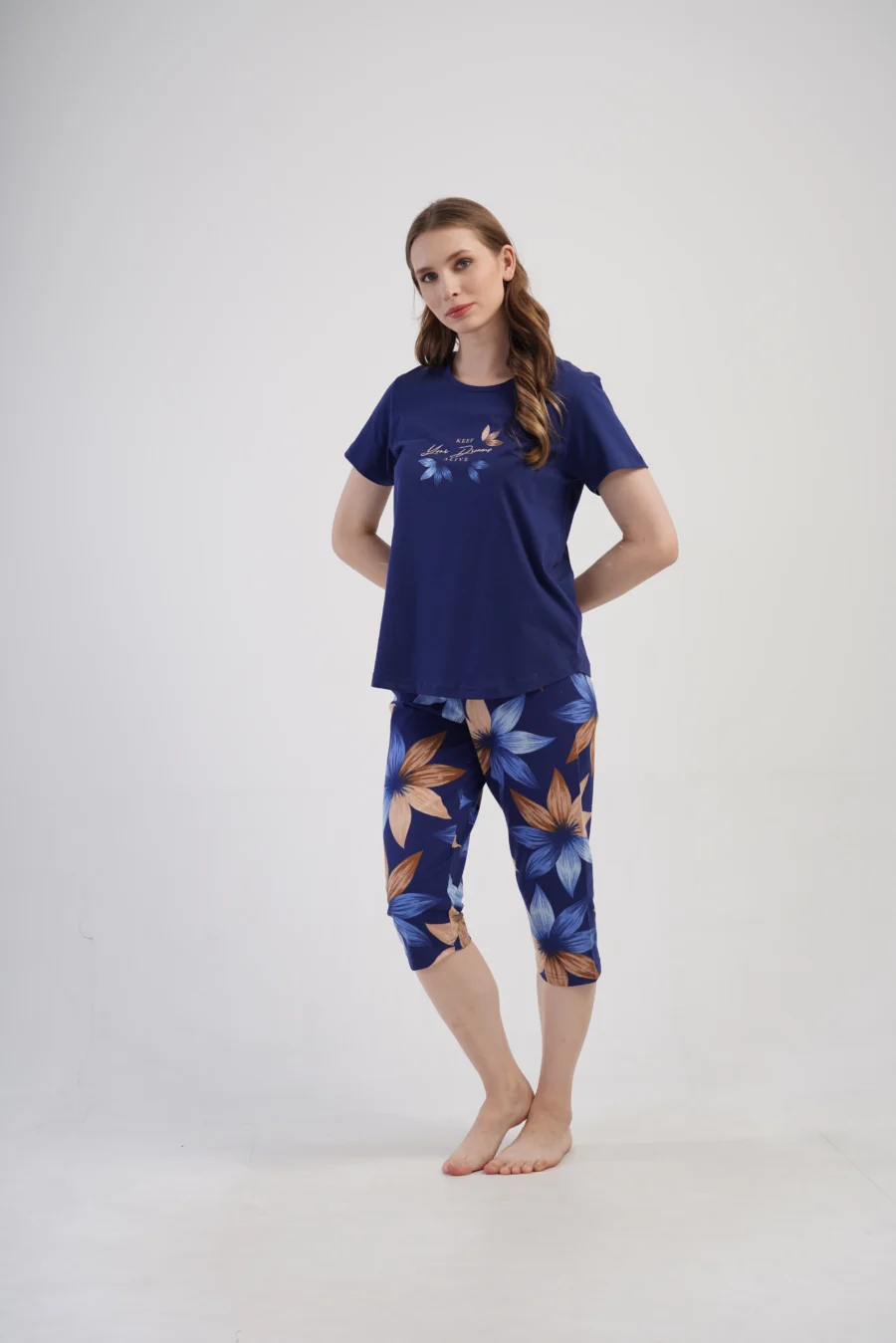 Piżama Damska Vienetta Dream Bloom, Granatowy, r. 1XL-4XL - obrazek 4