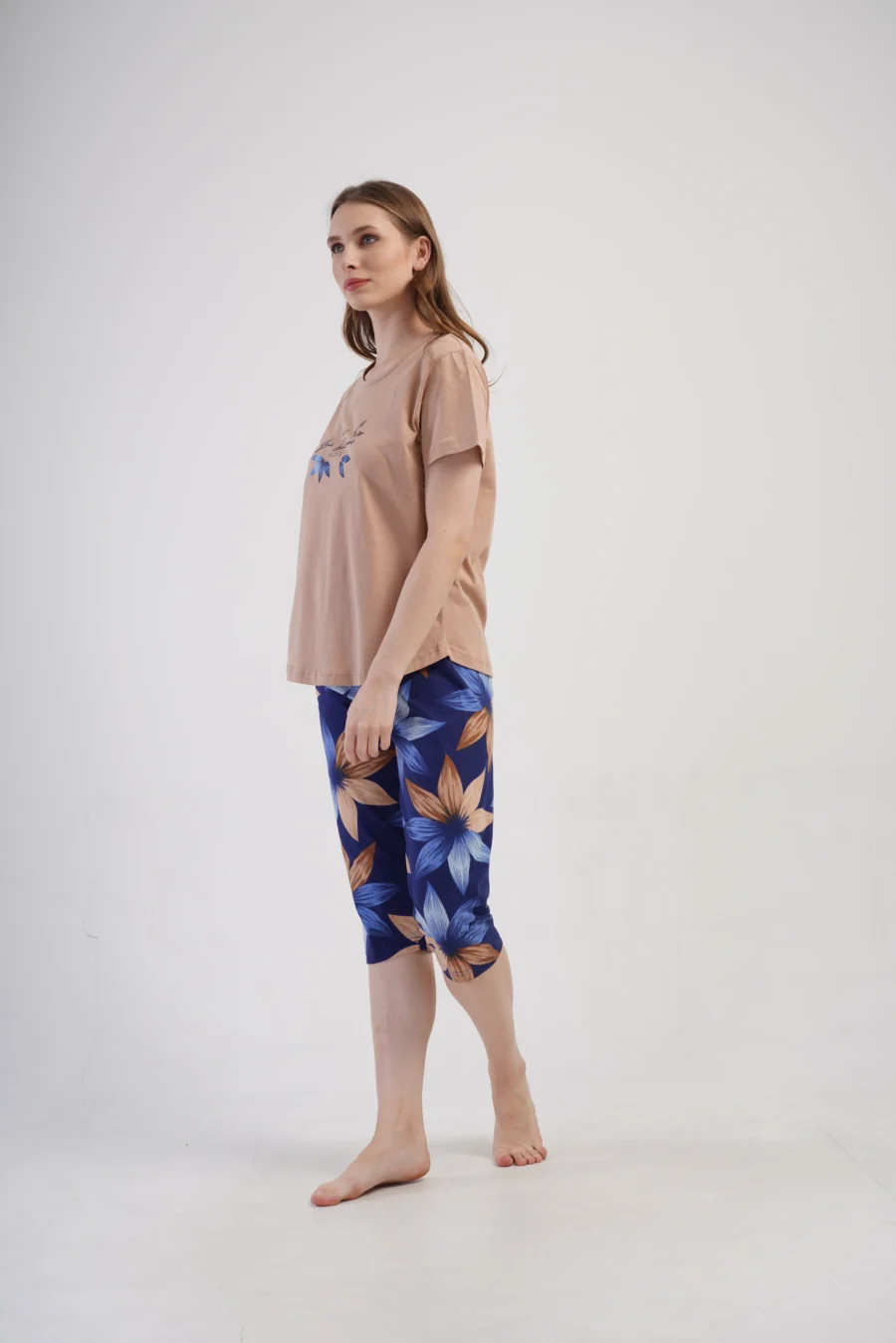 Piżama Damska Vienetta Dream Bloom, Beżowy, r. 1XL-4XL - obrazek 3