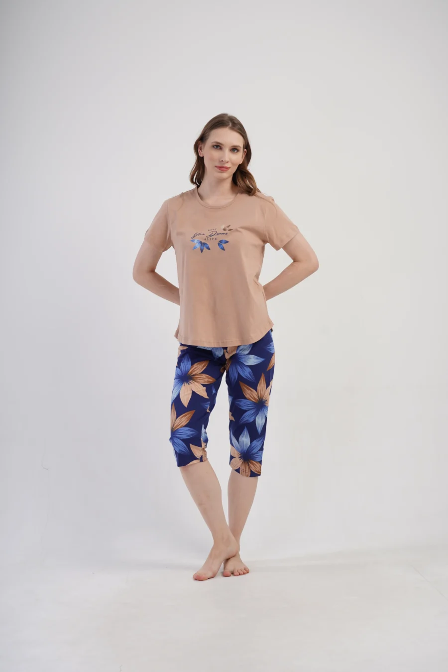 Piżama Damska Vienetta Dream Bloom, Beżowy, r. 1XL-4XL - obrazek 6