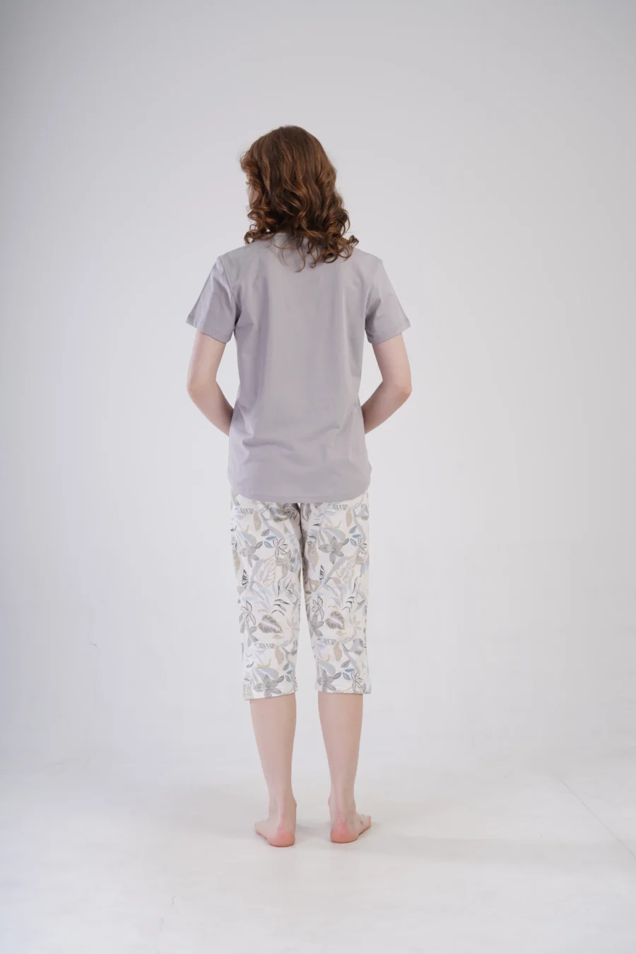 Piżama Damska Vienetta Floral Sleepwear, Szary, r. 1XL-4XL - obrazek 5