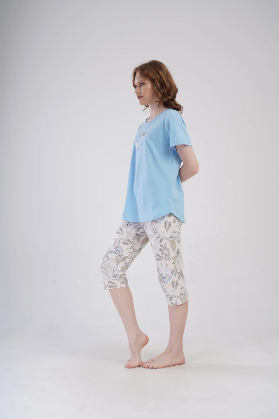 Piżama Damska Vienetta Floral Sleepwear, Niebieski, r. 1XL-4XL - obrazek 2