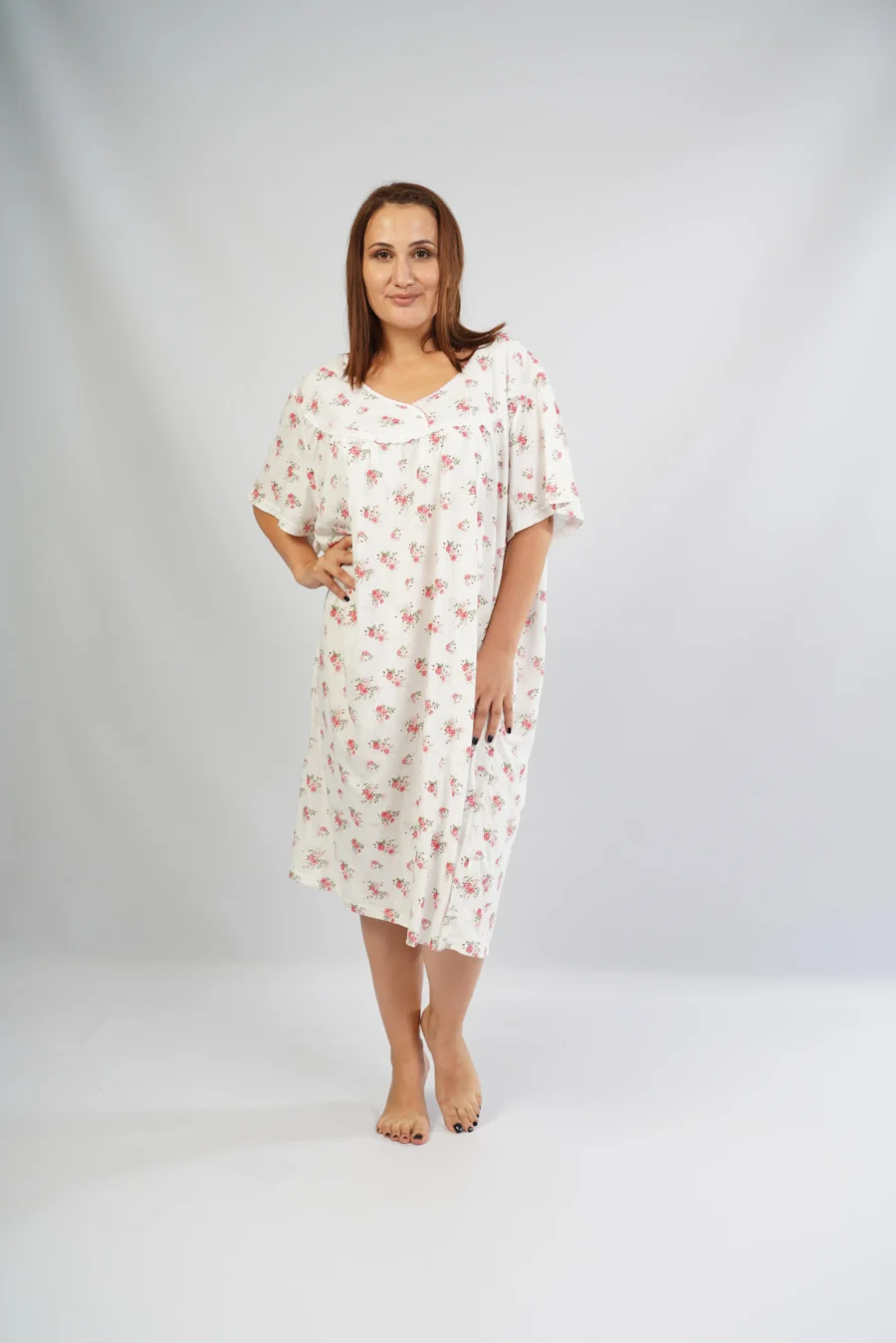 Koszula Nocna Damska Vienetta, Floral Nightgown, Różowy, r. 5XL - 7XL - obrazek 2