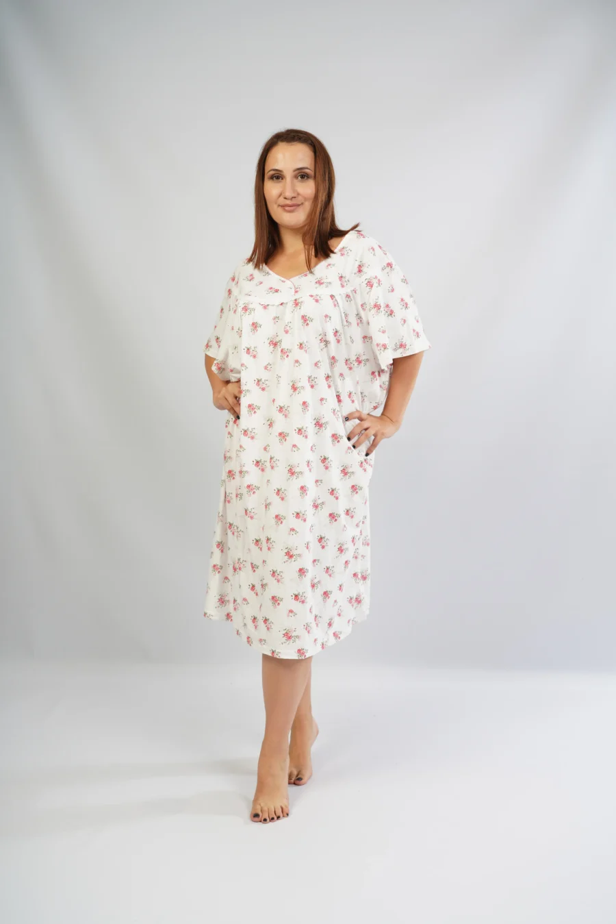 Koszula Nocna Damska Vienetta, Floral Nightgown, Różowy, r. 5XL - 7XL - obrazek 3
