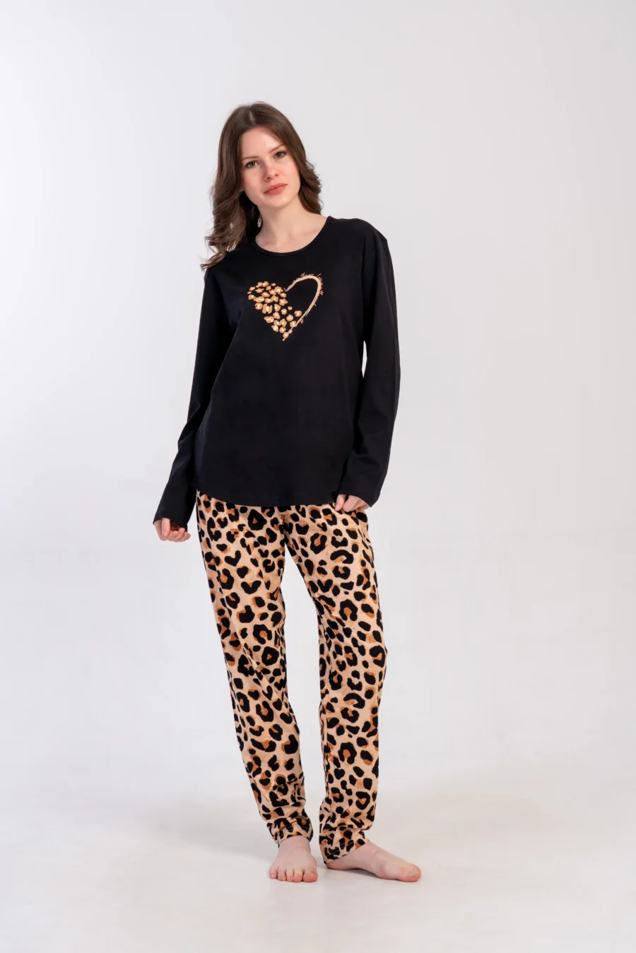 Piżama Damska Vienetta Panther Heart, Czarny, r. M-XXL