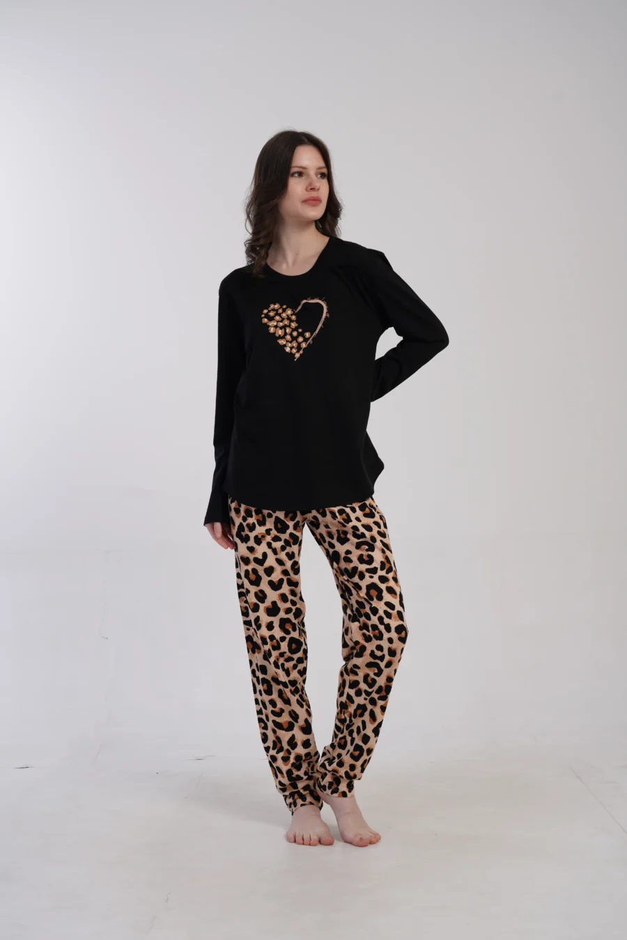 Piżama Damska Vienetta Panther Heart, Czarny, r. M-XXL - obrazek 2